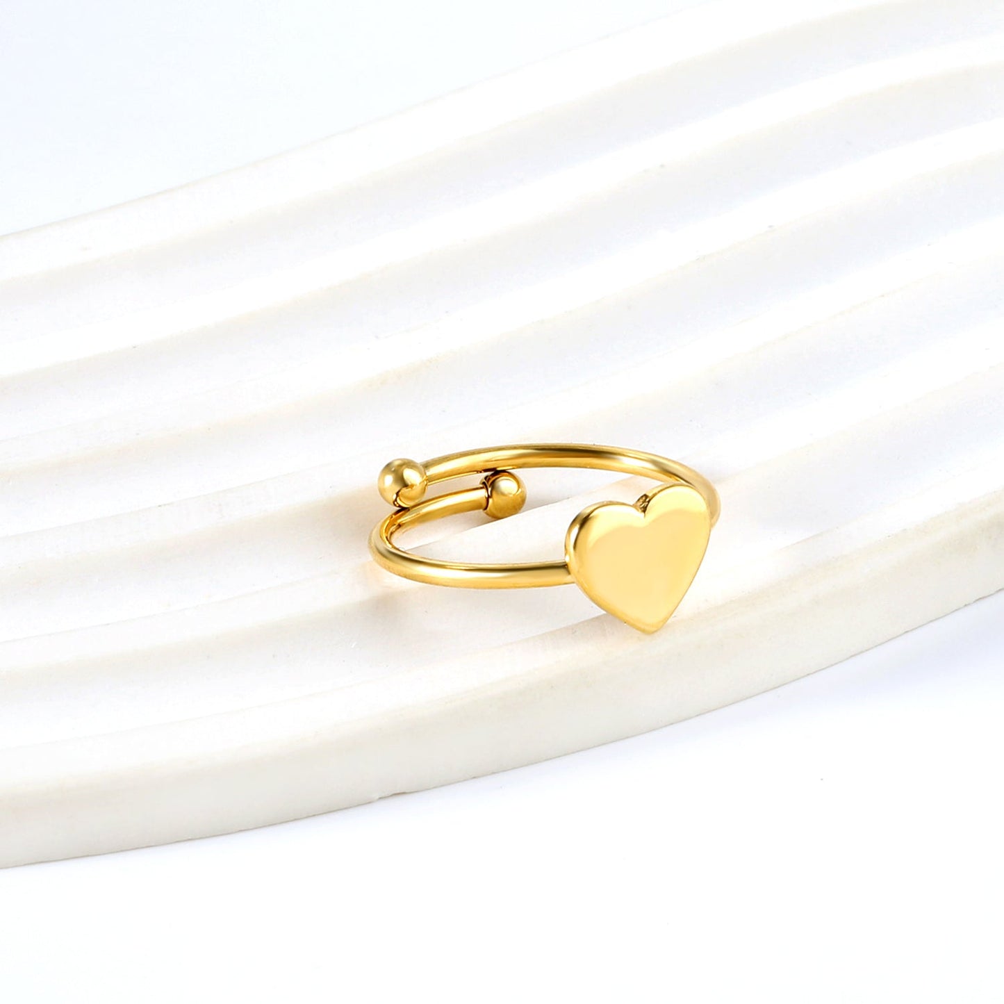 Anillo Open Heart Cylindric con fusión en Oro 18K