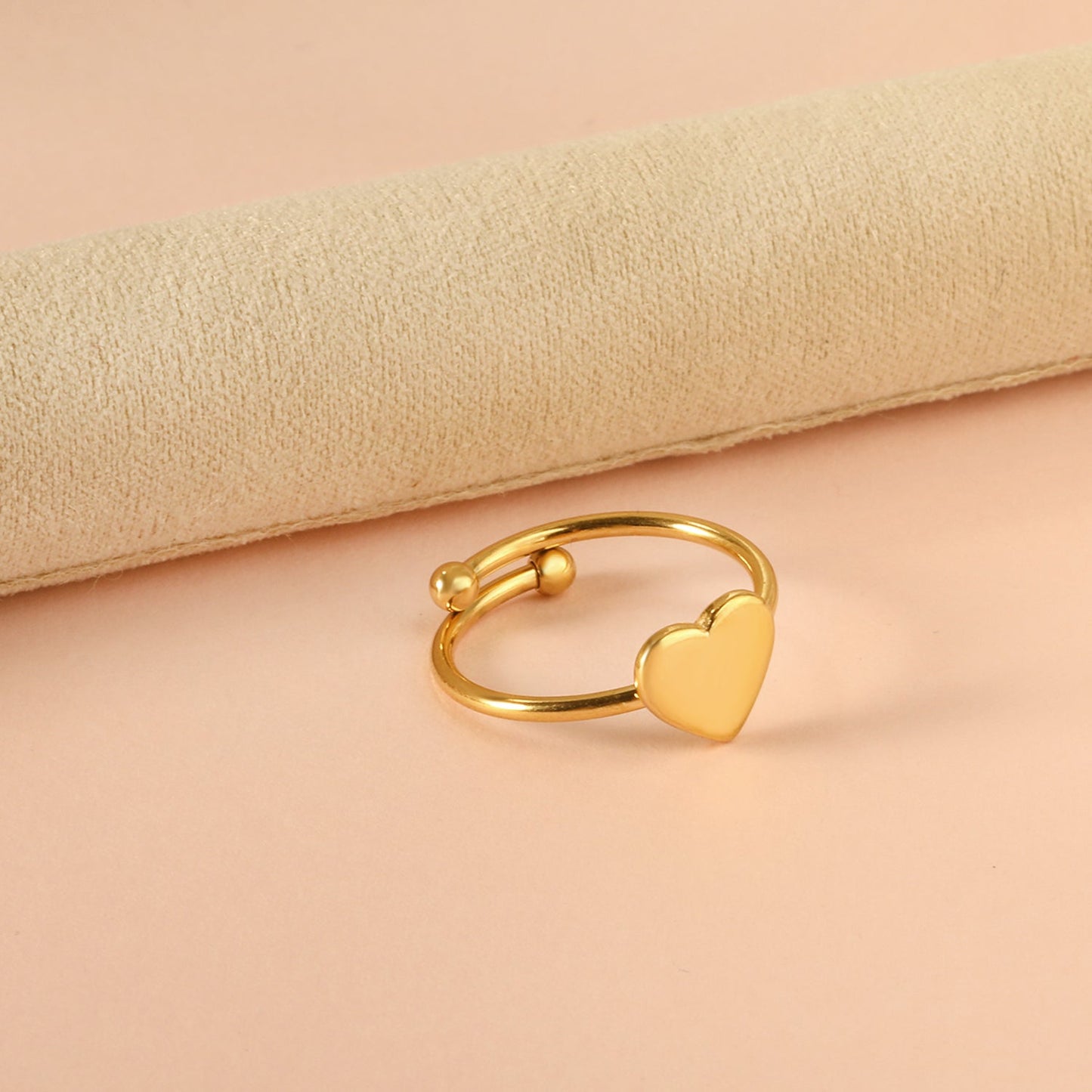 Anillo Open Heart Cylindric con fusión en Oro 18K