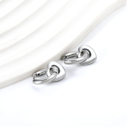 Pendientes Heart Circle Charm con fusión en Oro 18K