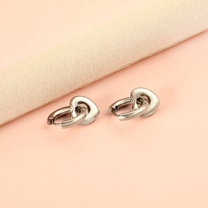 Pendientes Heart Circle Charm con fusión en Oro 18K