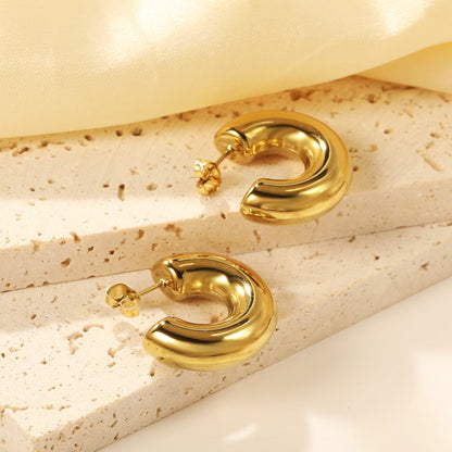 Pendientes C-Curve Essential con fusión en Oro 18K