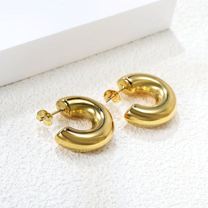 Pendientes C-Curve Essential con fusión en Oro 18K