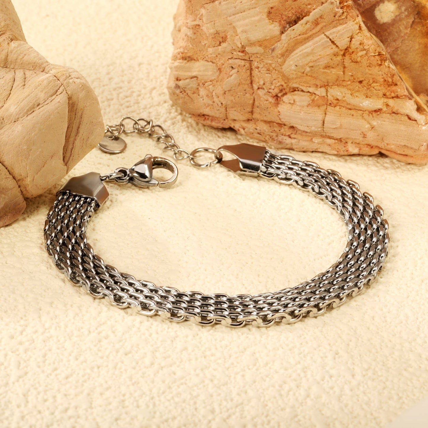Brazalete Woven Mesh con fusión en Oro 18K