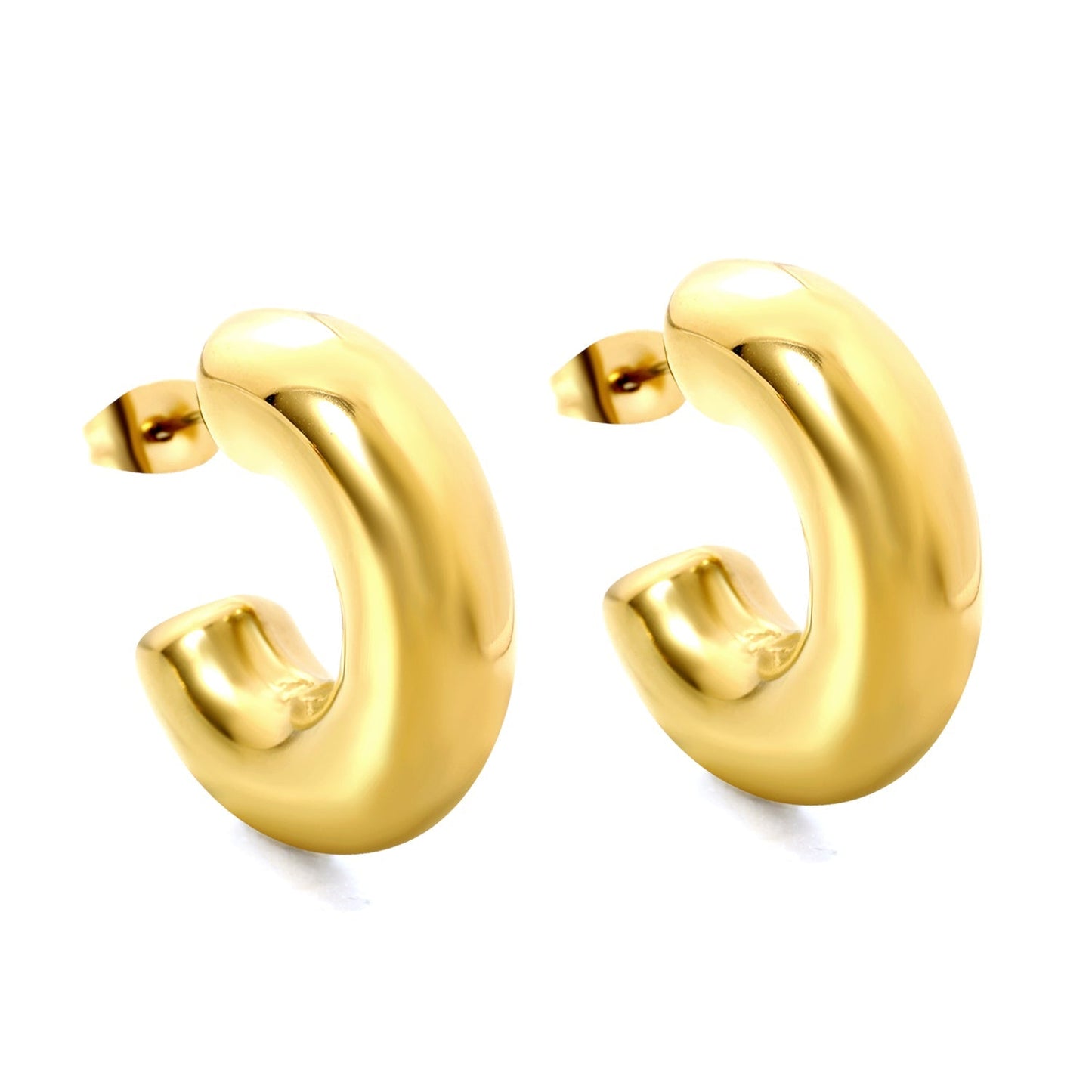 Pendientes C-Curve Essential con fusión en Oro 18K