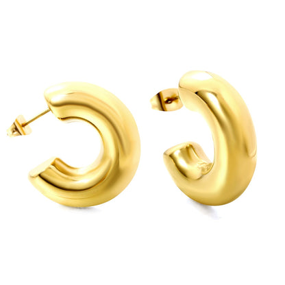 Pendientes C-Curve Essential con fusión en Oro 18K
