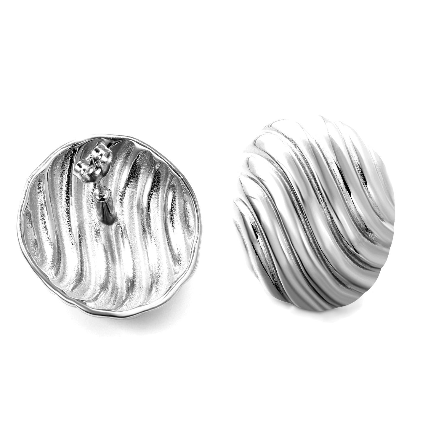 Pendientes Oval Stripe Texture con fusión en Oro 18K