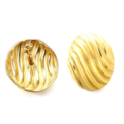 Pendientes Oval Stripe Texture con fusión en Oro 18K