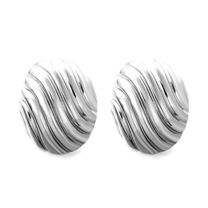 Pendientes Oval Stripe Texture con fusión en Oro 18K
