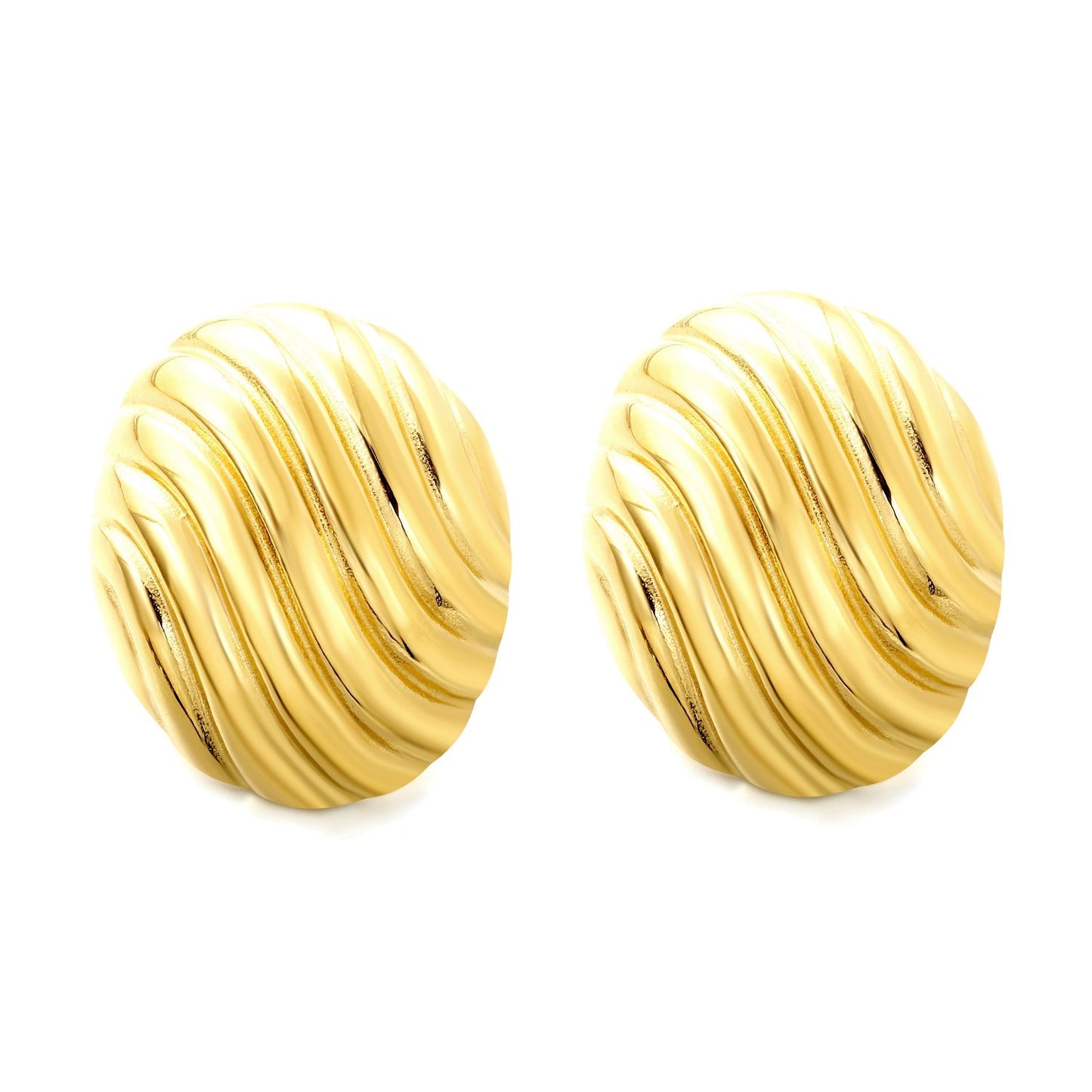 Pendientes Oval Stripe Texture con fusión en Oro 18K