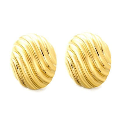 Pendientes Oval Stripe Texture con fusión en Oro 18K