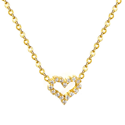 Collar Heart Circle Diamond Edge con fusión en Oro 18K