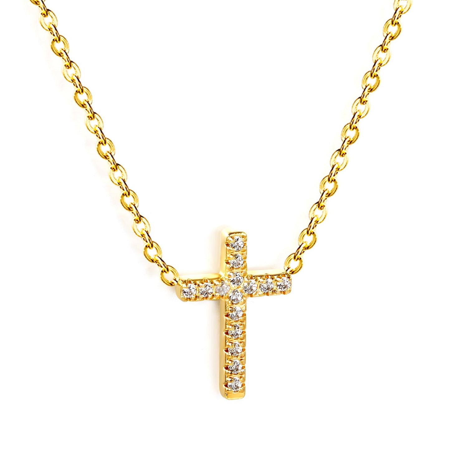 Collar Cross Diamond Shine con fusión en Oro 18K