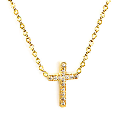 Collar Cross Diamond Shine con fusión en Oro 18K