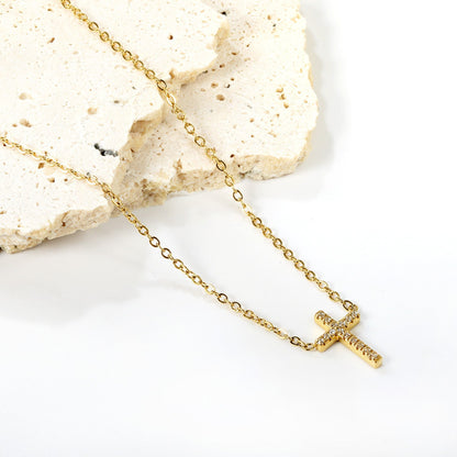 Collar Cross Diamond Shine con fusión en Oro 18K