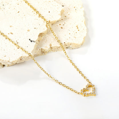 Collar Heart Circle Diamond Edge con fusión en Oro 18K