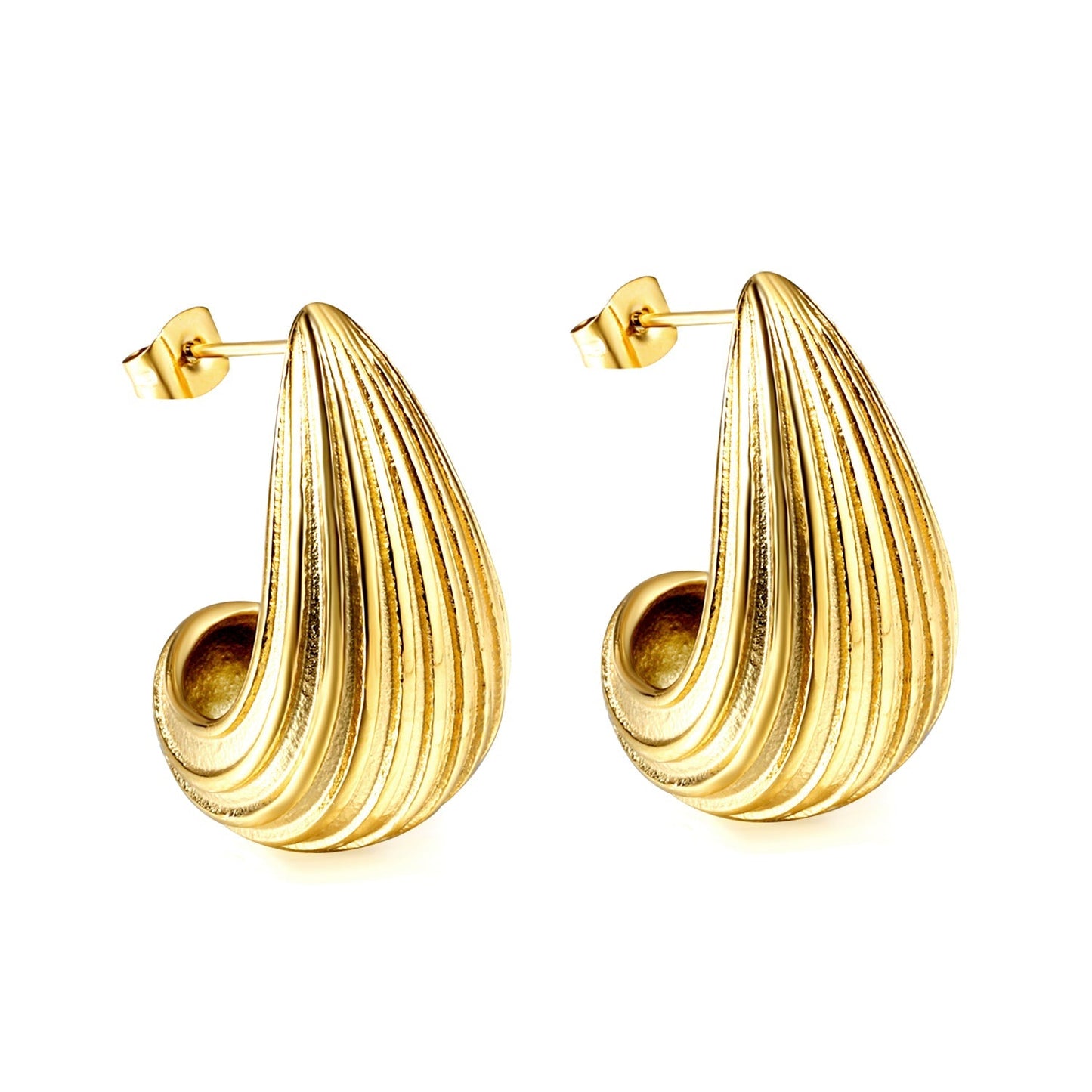 Pendientes Vertical Drop Oval con fusión en Oro 18K