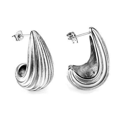 Pendientes Vertical Drop Oval con fusión en Oro 18K