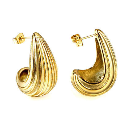 Pendientes Vertical Drop Oval con fusión en Oro 18K