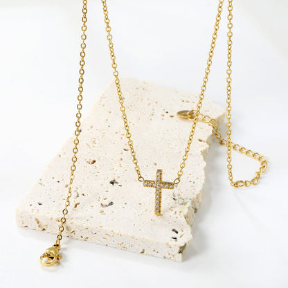 Collar Cross Diamond Shine con fusión en Oro 18K