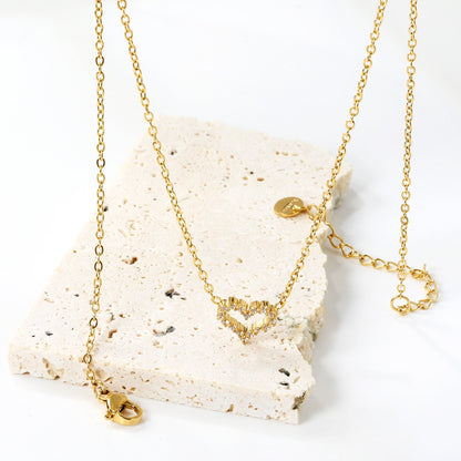 Collar Heart Circle Diamond Edge con fusión en Oro 18K