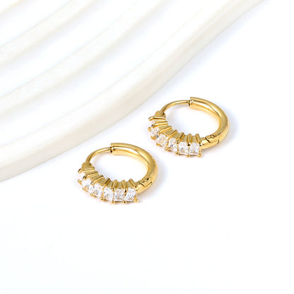 Ear Clips Rectangle Diamond con fusión en Oro 18K