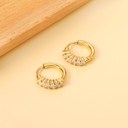Ear Clips Rectangle Diamond con fusión en Oro 18K