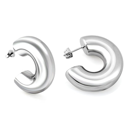 Pendientes C-Curve Essential con fusión en Oro 18K