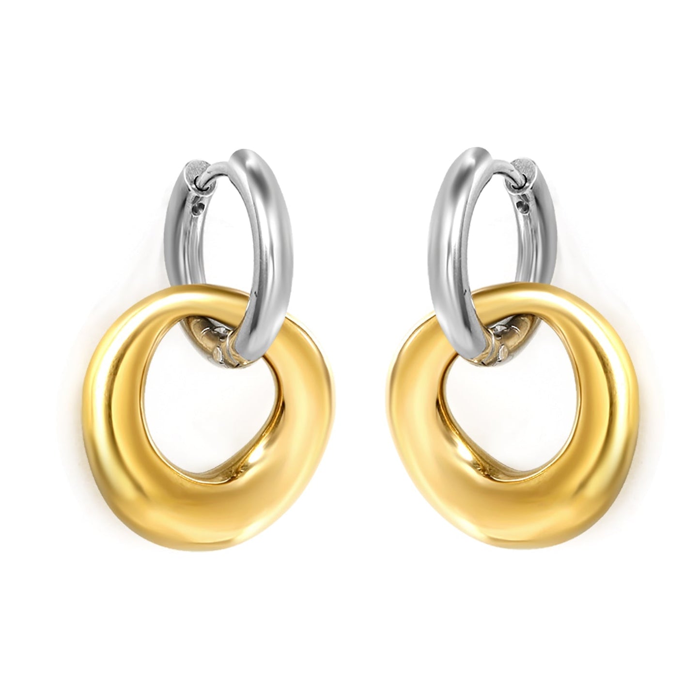 Pendientes Bicolor Orbit con fusión en Oro 18K