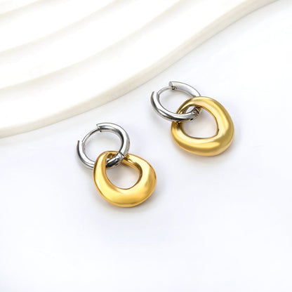 Pendientes Bicolor Orbit con fusión en Oro 18K