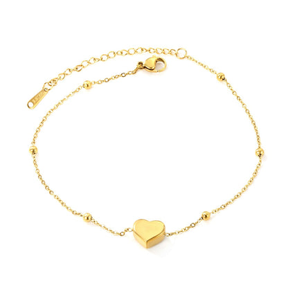 Tobillera 3D Heart & Beads con fusión en Oro 18K