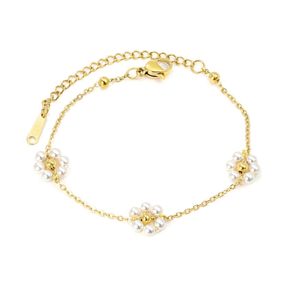 Pulsera Pearl & Bead Blossom con fusión en Oro 18K