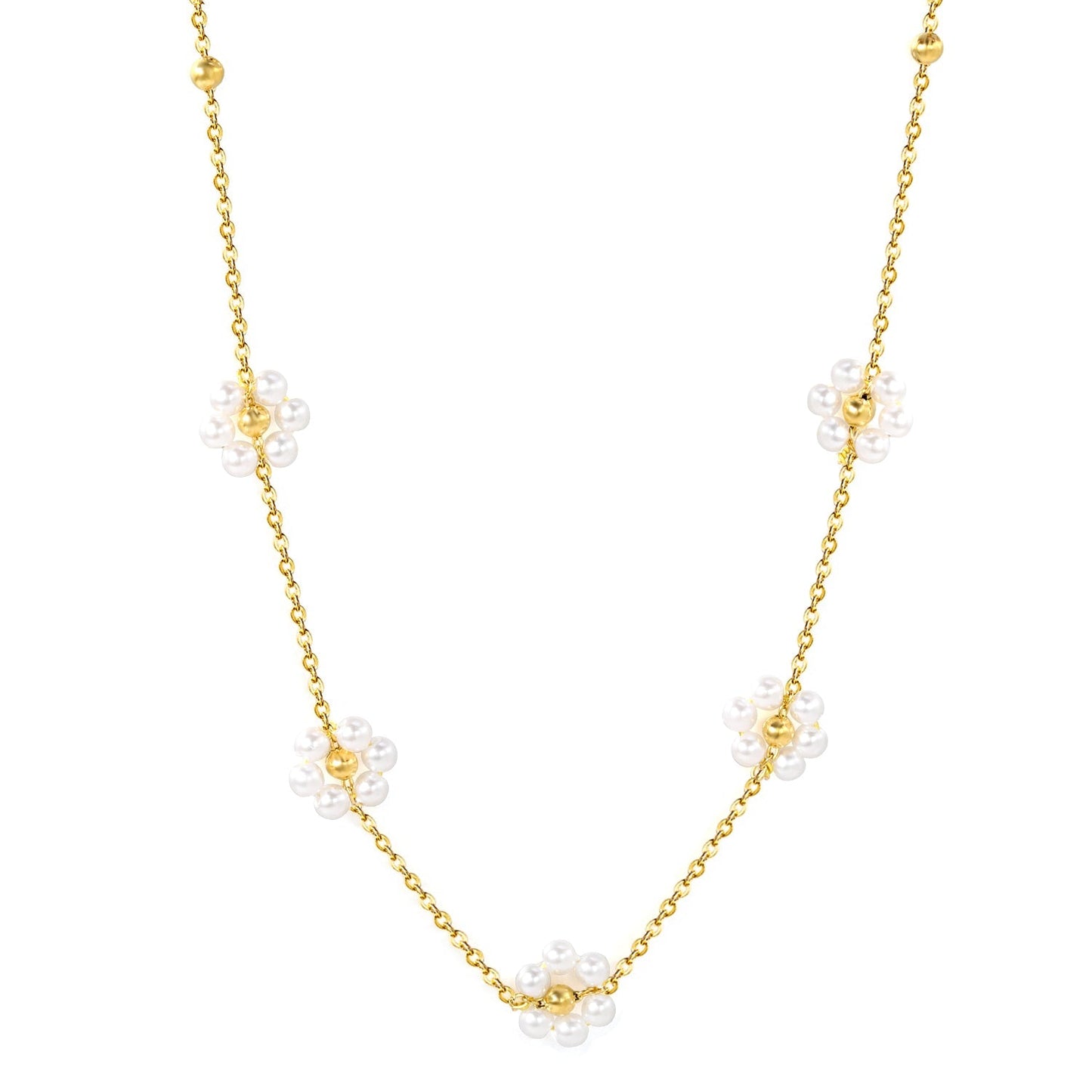 Collar Pearl Blossom Bead con fusión en Oro 18K