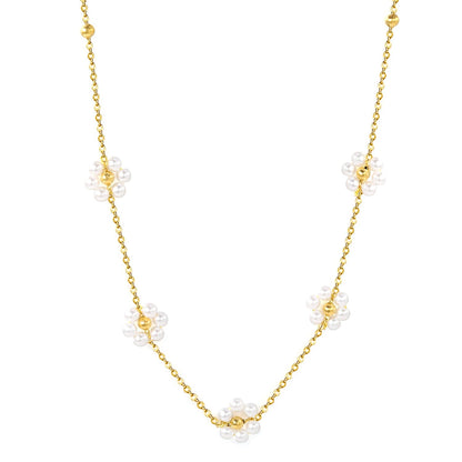 Collar Pearl Blossom Bead con fusión en Oro 18K