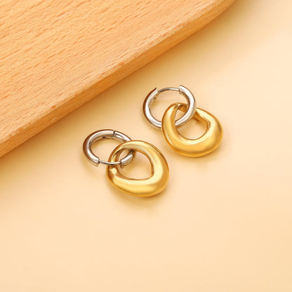 Pendientes Bicolor Orbit con fusión en Oro 18K