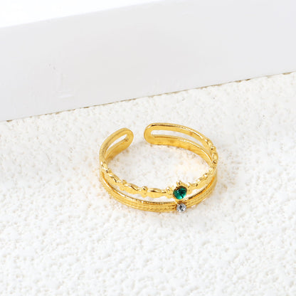 Anillo Green & White Diamond con fusión en Oro 18K