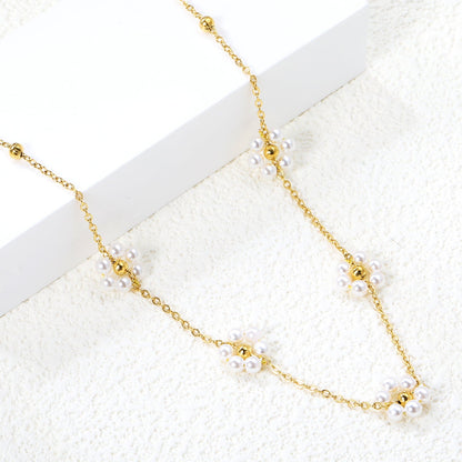 Collar Pearl Blossom Bead con fusión en Oro 18K