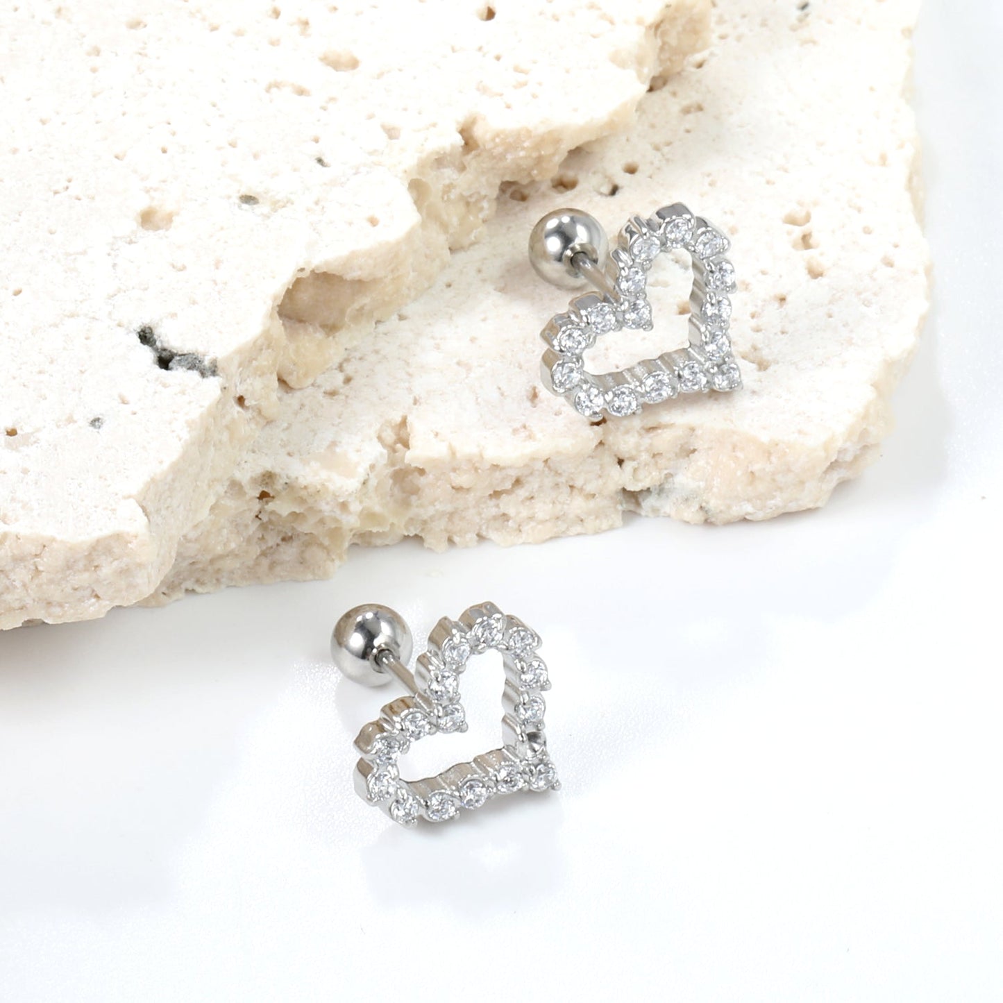 Pendientes Heart Diamond con fusión en Oro 18K