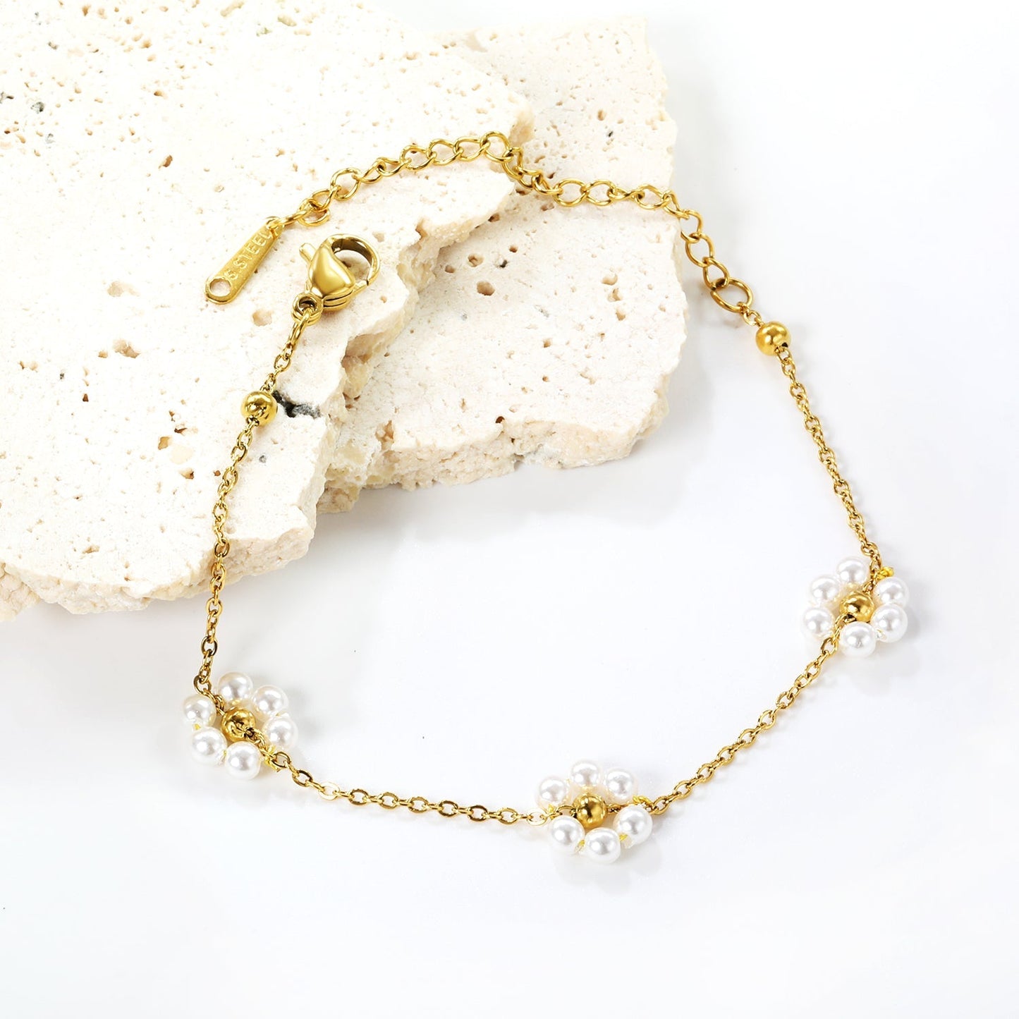 Pulsera Pearl & Bead Blossom con fusión en Oro 18K
