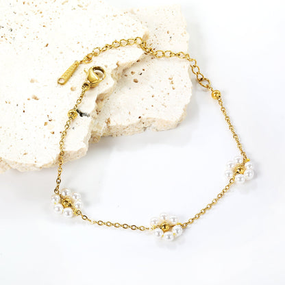 Pulsera Pearl & Bead Blossom con fusión en Oro 18K