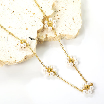 Collar Pearl Blossom Bead con fusión en Oro 18K