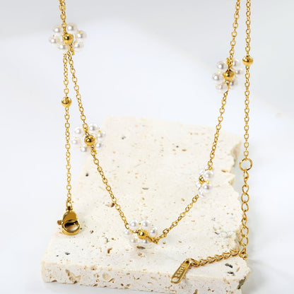 Collar Pearl Blossom Bead con fusión en Oro 18K