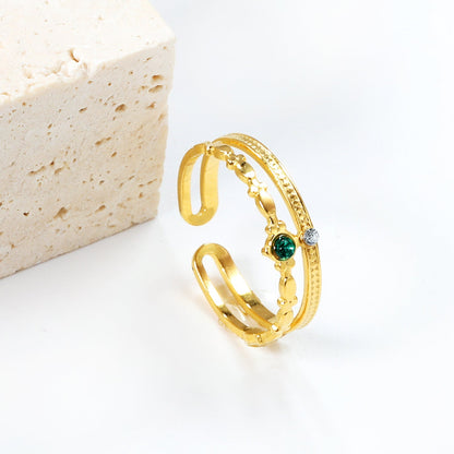 Anillo Green & White Diamond con fusión en Oro 18K