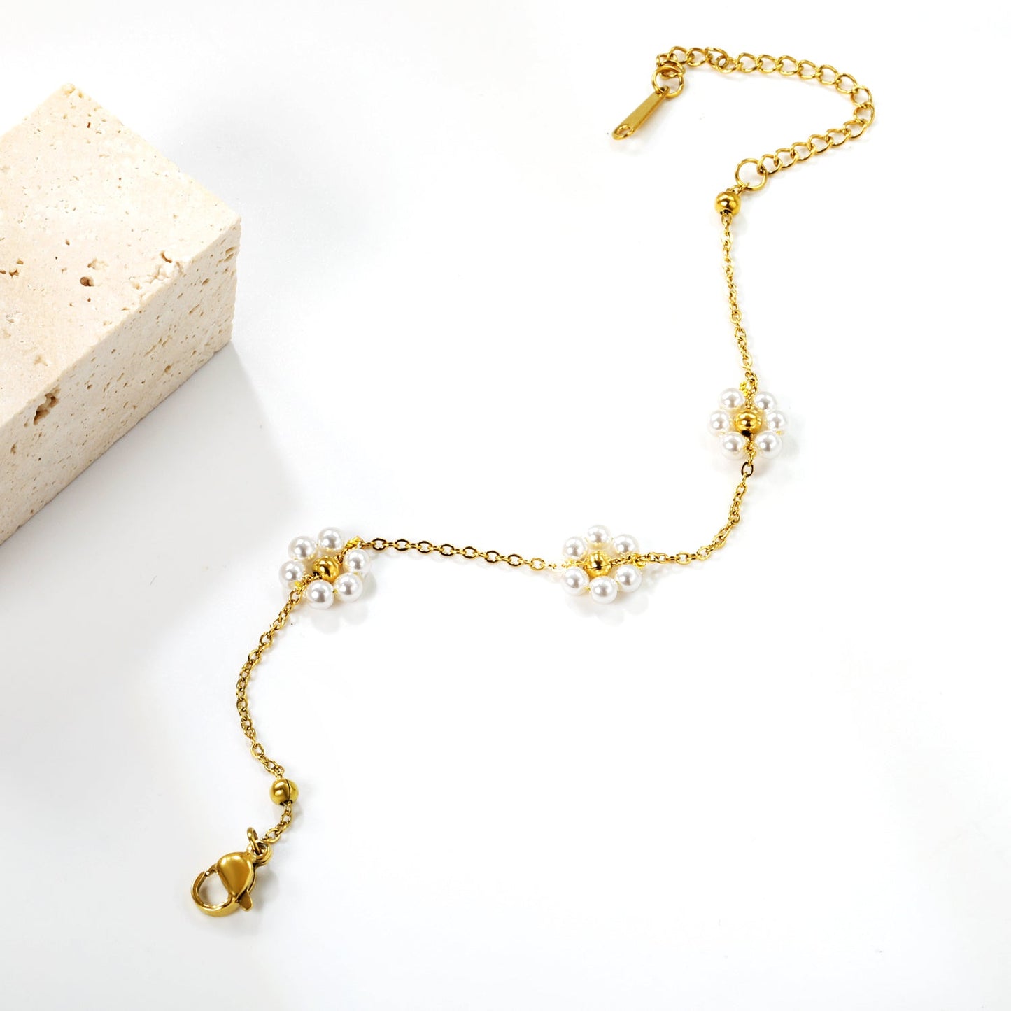 Pulsera Pearl & Bead Blossom con fusión en Oro 18K