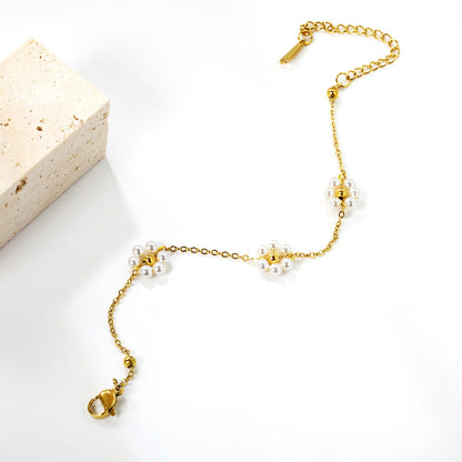 Pulsera Pearl & Bead Blossom con fusión en Oro 18K