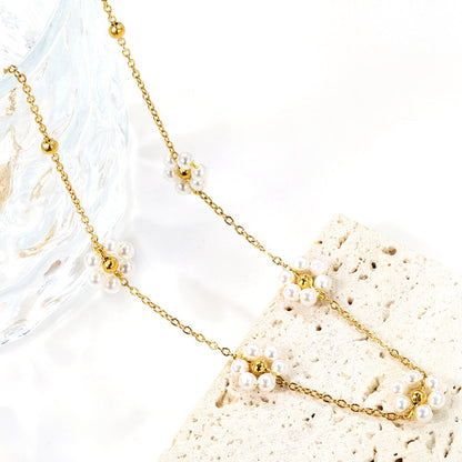 Collar Pearl Blossom Bead con fusión en Oro 18K