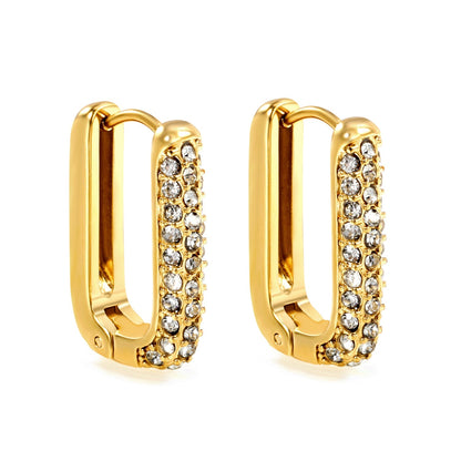 Pendientes U-Shape White Diamond con fusión en Oro 18K