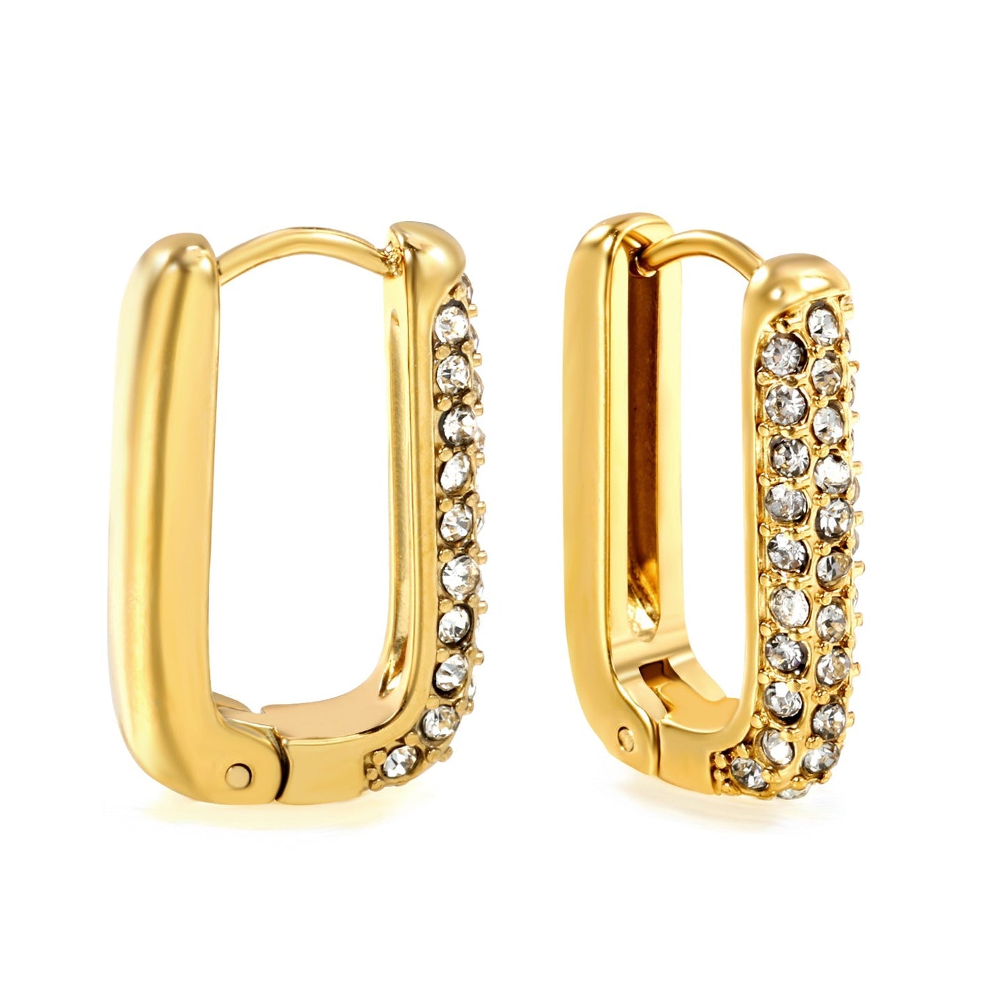 Pendientes U-Shape White Diamond con fusión en Oro 18K