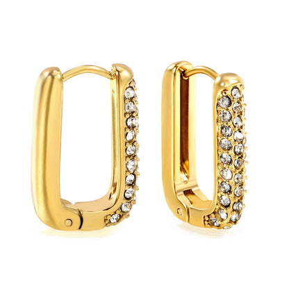 Pendientes U-Shape White Diamond con fusión en Oro 18K