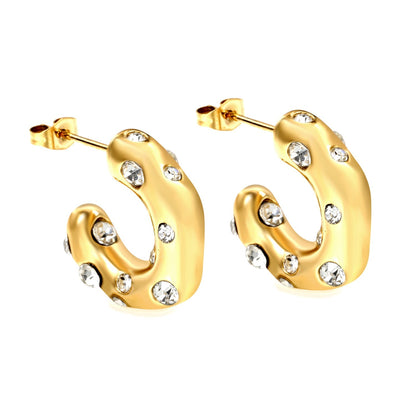Pendientes Half Round Diamond con fusión en Oro 18K