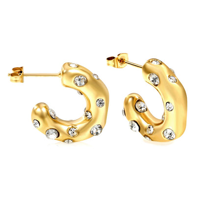 Pendientes Half Round Diamond con fusión en Oro 18K